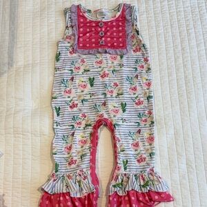 Floral Pink and White Kids Romper